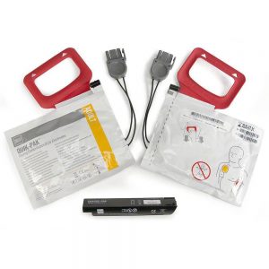 Electrodes (2) and battery for the Lifepak CR Plus