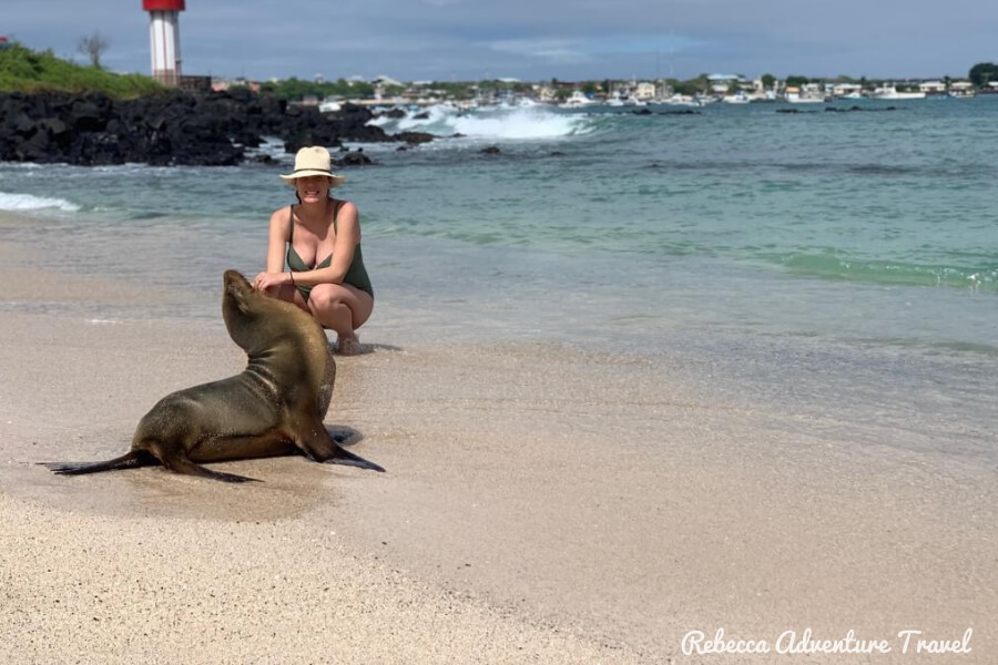 Travel Ecuador - Rebecca and sea lion