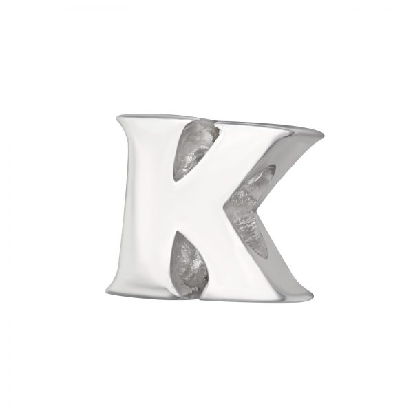 Alfabet letter K bead  Bedel  Zilverana  geschikt voor Biagi , Pandora , Trollbeads armband  925 zilver