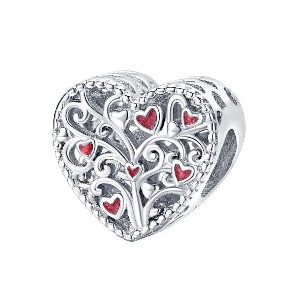 Hart levensboom met hartjes  bead  Zilverana  geschikt voor Biagi , Pandora , Trollbeads armband  925 zilver