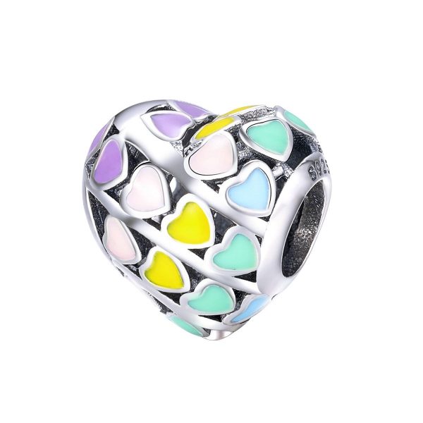 Multi heart regenboog hart bedel  love bead  Zilverana  geschikt voor Biagi , Pandora , Trollbeads armband  925 zilver
