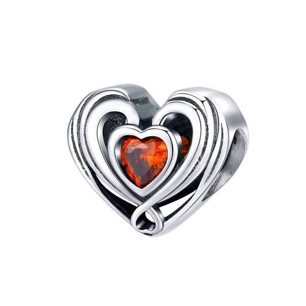 Hart mood bedel zirconia  heart bead  Zilverana  geschikt voor Biagi , Pandora , Trollbeads armband  925 zilver