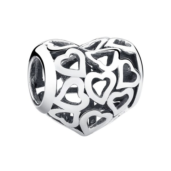 Multi hart bead  hartje bedel  Zilverana  geschikt voor Biagi , Pandora , Trollbeads armband  925 zilver