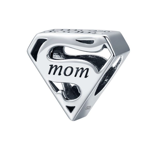 Super mom bedel  moeder bead  Zilverana  geschikt voor Biagi , Pandora , Trollbeads armband  925 zilver