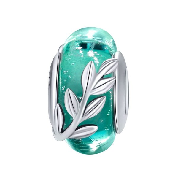 Zomer groen glas bedel  glasbedel bead  Zilverana  geschikt voor Biagi , Pandora , Trollbeads armband  925 zilver